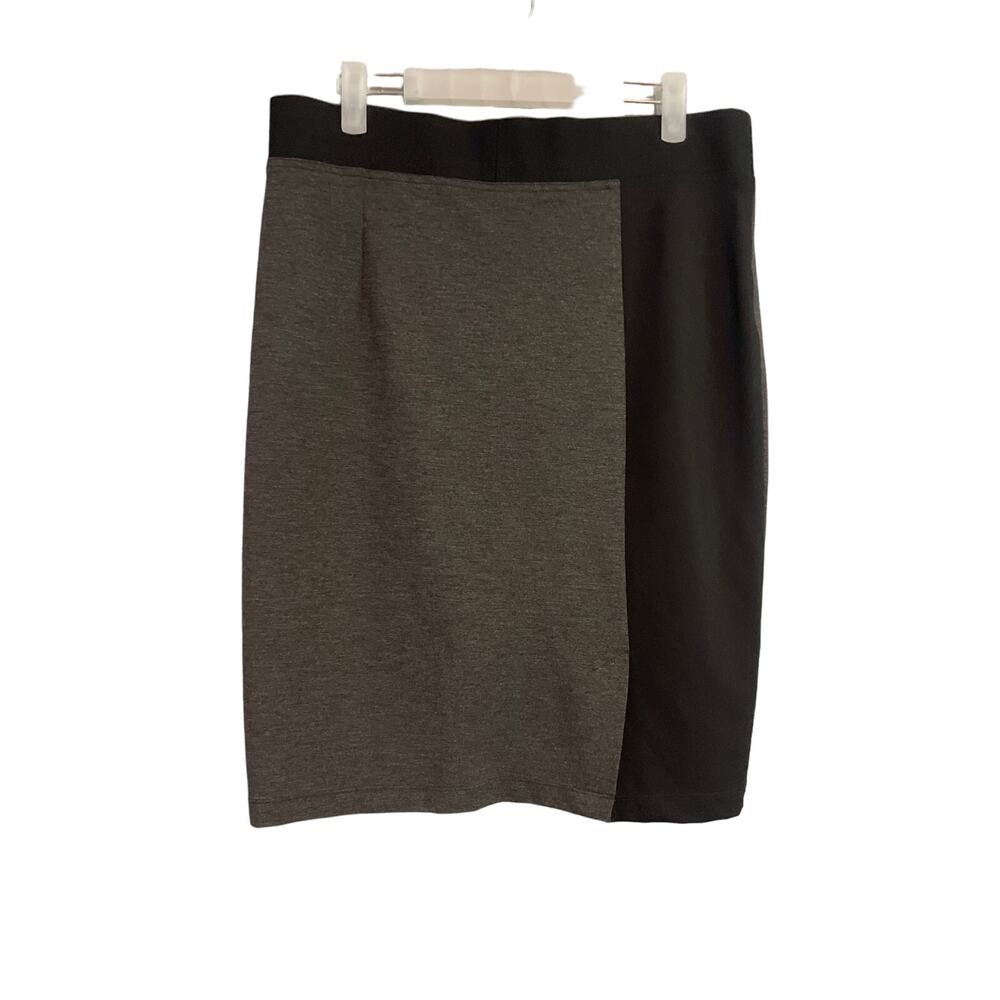 NYDJ Black and Gray Ponte Knit Pencil Skirt Size Medium
